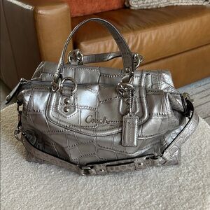Coach Metallic Silver Satchel
